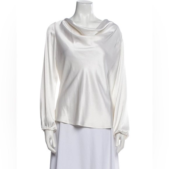 ST.‎ JOHN Satin Cowl Neck Liquid Cloud Long Sleeve Blouse Size 4 - Picture 7 of 7